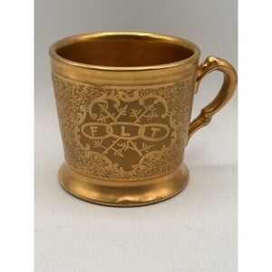 Antique Zeh, Scherzer & Co GildedGold Wash Porcelain Sugar / Creamer Cup Bavaria